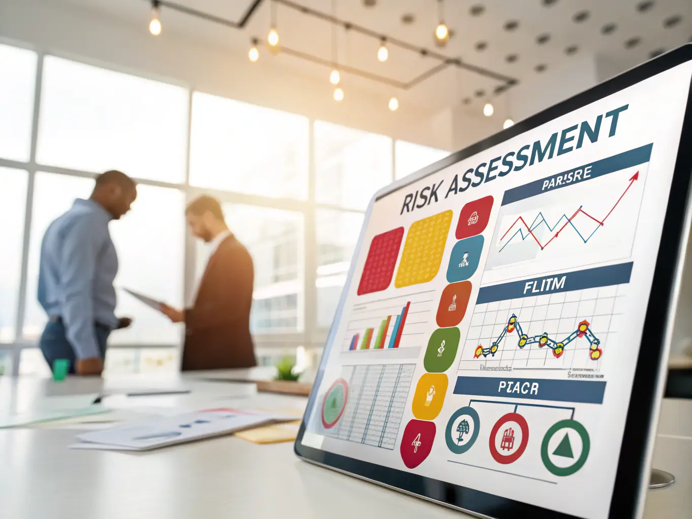 A professional image depicting a risk assessment chart for property investment, highlighting potential legal and financial risks.